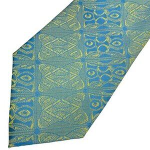 Louis Feraud Paris Vintage 70's Tie Gold Blue 88 Faubourg Saint Honore Abstract